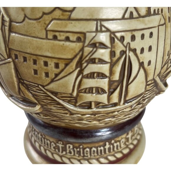 Vintage Avon Ceramic Beer Stein Broken Pewter Lid Nautical Scene 1977 - Picture 8 of 12